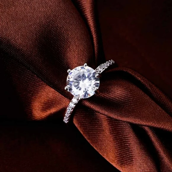 6-Prong CZ Pave Faux Diamond Ring - Picture 3 of 7
